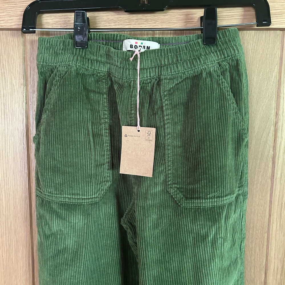 Mini Boden Boys Green Corduroys NWT 10/11 yr